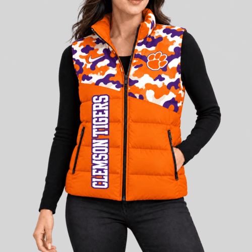 Clemson Tigers | NCAA Camo Panel Puffer Vest TD