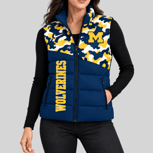 Michigan Wolverines | NCAA Camo Panel Puffer Vest TD