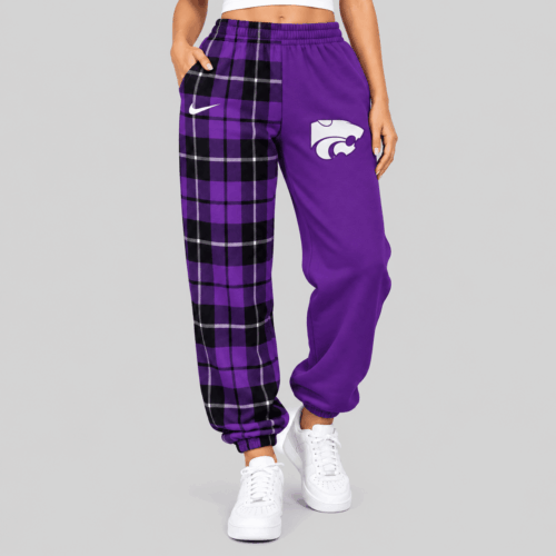 Kansas State Wildcats | NCAA Plaid Split Jogger Pants TD