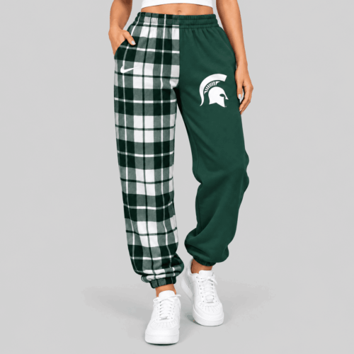 Michigan State Spartans | NCAA Plaid Split Jogger Pants TD
