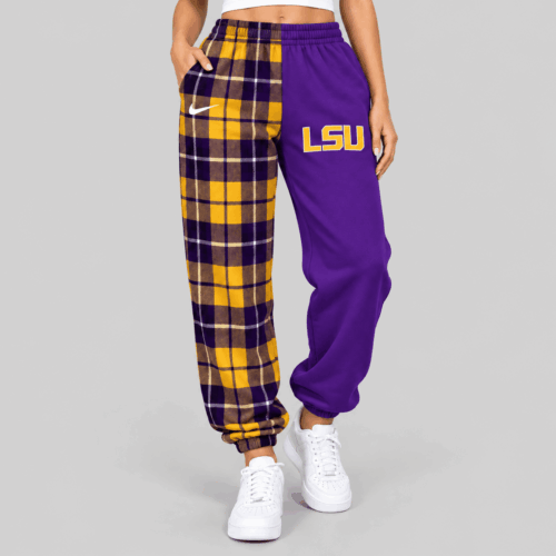 LSU Tigers | NCAA Plaid Split Jogger Pants TD