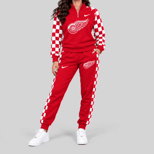 Detroit Red Wings | NHL Checkerboard Sleeve Quarter Zip Set TD