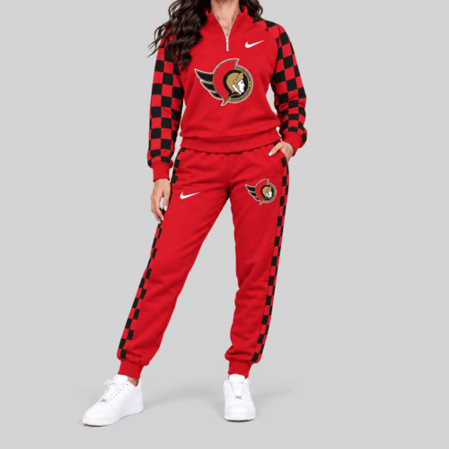 Ottawa Senators | NHL Checkerboard Sleeve Quarter Zip Set TD
