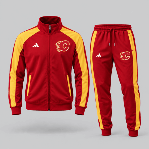 Calgary Flames | NHL Classic Stripe Track Jacket Jogger Set TD