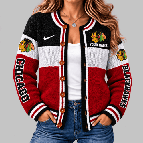 Chicago Blackhawks | NHL Fleece Color Block Cardigan TD