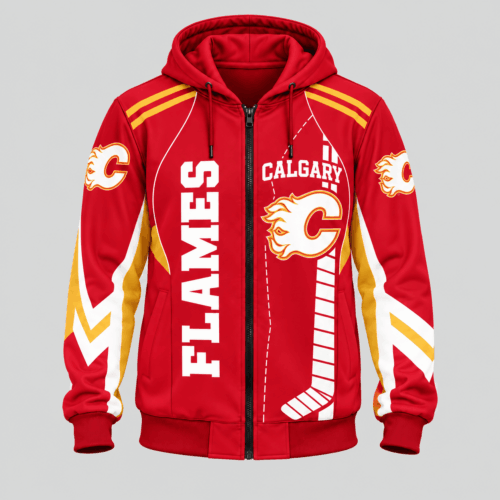 Calgary Flames | NHL Football Lace Zip Hoodie TD