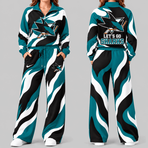 San Jose Sharks | NHL Wave Pattern Mascot Quarter Zip Set TD