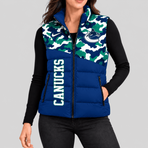 Vancouver Canucks | NHL Camo Panel Puffer Vest TD