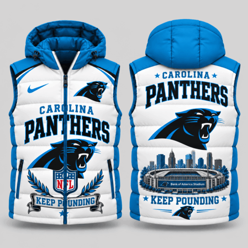 Carolina Panthers | NFL Winged Crest Hooded Puffer Vest TD