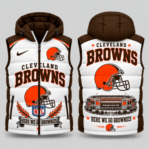 Cleveland Browns | NFL Winged Crest Hooded Puffer Vest TD