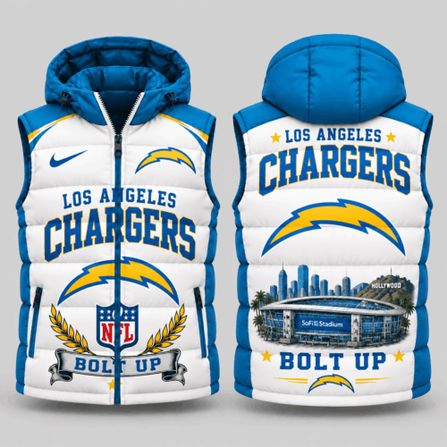 Los Angeles Chargers | NFL Winged Crest Hooded Puffer Vest TD