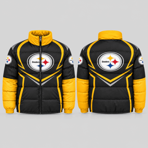 Pittsburgh Steelers | NFL Chevron Panel Puffer Jacket TD
