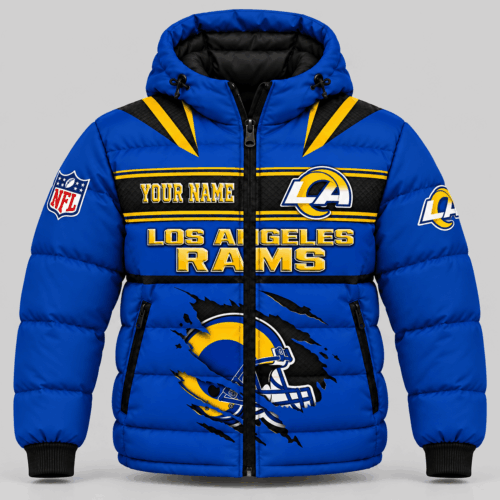Los Angeles Rams | NFL Torn Logo Hooded Puffer Jacket TD