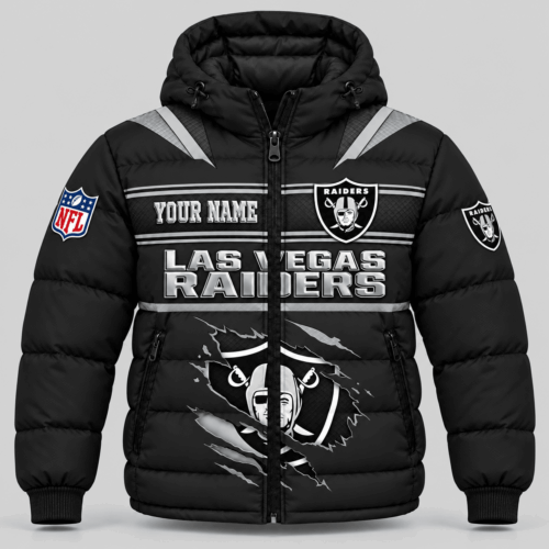 Las Vegas Raiders | NFL Torn Logo Hooded Puffer Jacket TD