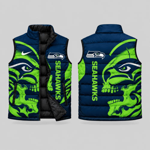 Seattle Seahawks | NFL Skull Logo Puffer Vest TD