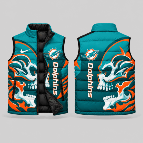 Miami Dolphins | NFL Skull Logo Puffer Vest TD