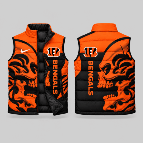 Cincinnati Bengals | NFL Skull Logo Puffer Vest TD