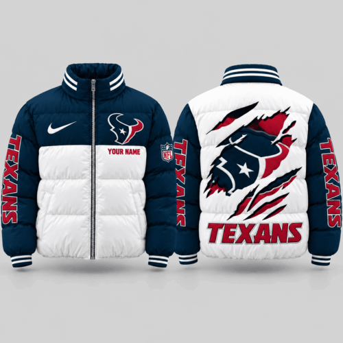 Houston Texans | NFL Torn Logo Color Block Puffer Jacket TD