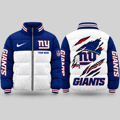 New York Giants | NFL Torn Logo Color Block Puffer Jacket TD