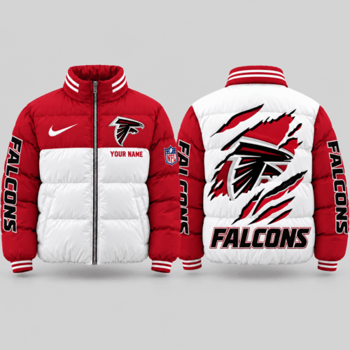 Atlanta Falcons | NFL Torn Logo Color Block Puffer Jacket TD