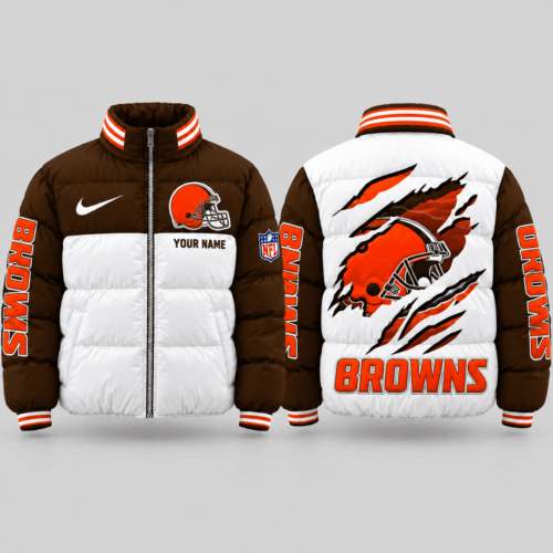 Cleveland Browns | NFL Torn Logo Color Block Puffer Jacket TD