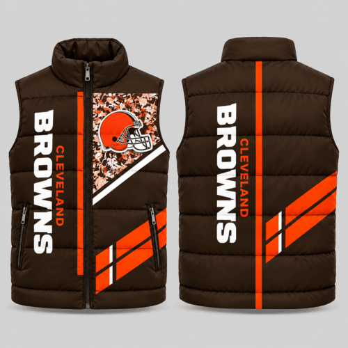 Cleveland Browns | NFL Diagonal Stripe Wordmark Puffer Vest TD