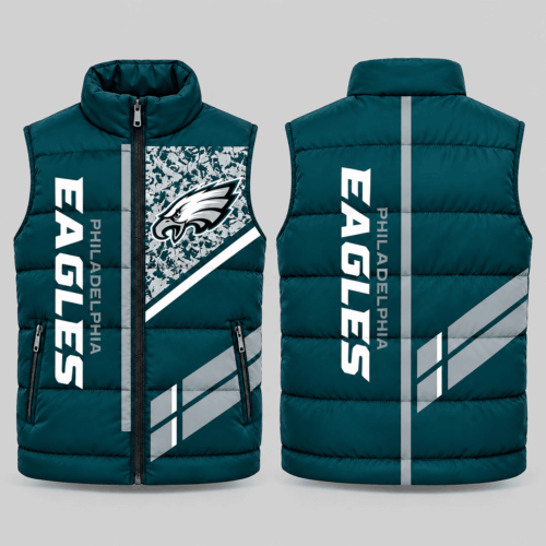 Philadelphia Eagles | NFL Diagonal Stripe Wordmark Puffer Vest TD