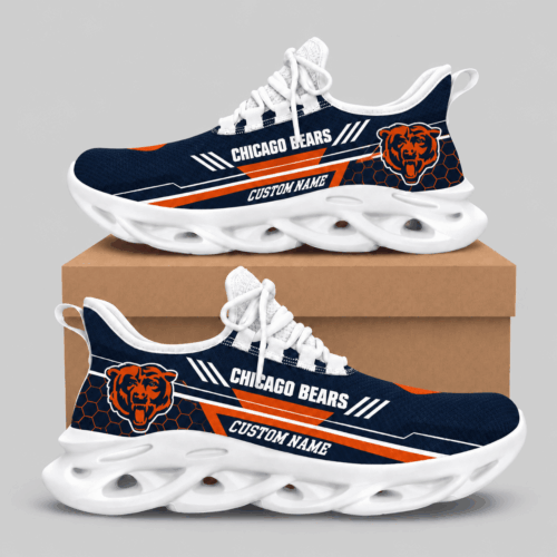 Chicago Bears | NFL Custom Name Wave Sole Sneakers TD