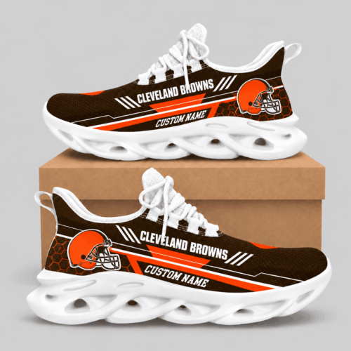 Cleveland Browns | NFL Custom Name Wave Sole Sneakers TD