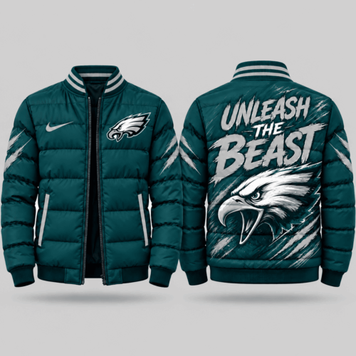 Philadelphia Eagles | NFL Roaring Mascot Puffer Bomber Jacket TD