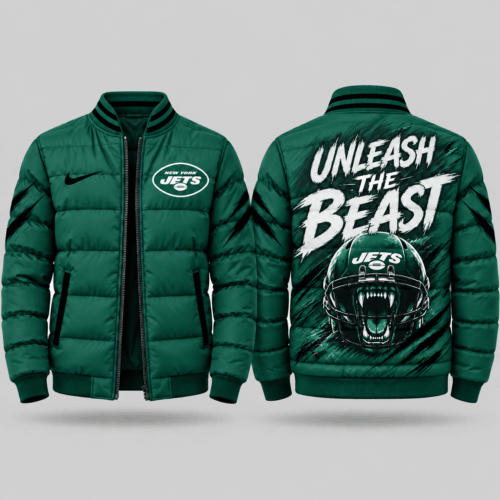 New York Jets | NFL Roaring Mascot Puffer Bomber Jacket TD