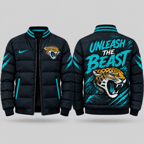 Jacksonville Jaguars | NFL Roaring Mascot Puffer Bomber Jacket TD