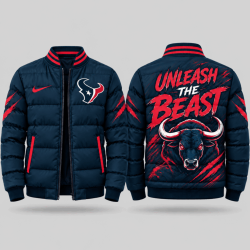 Houston Texans | NFL Roaring Mascot Puffer Bomber Jacket TD