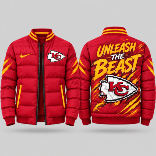 Kansas City Chiefs | NFL Roaring Mascot Puffer Bomber Jacket TD