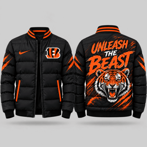Cincinnati Bengals | NFL Roaring Mascot Puffer Bomber Jacket TD