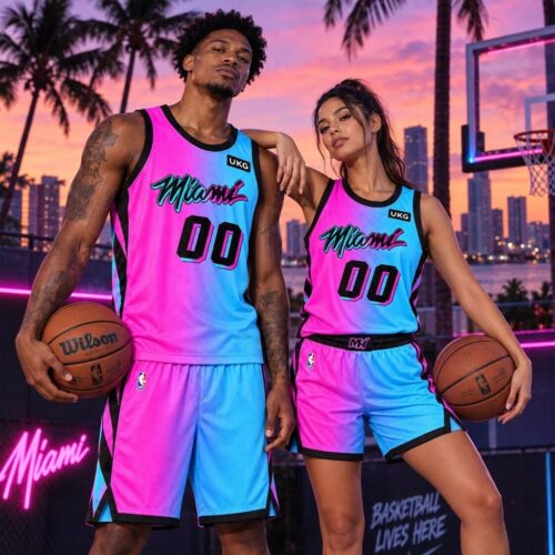 Custom 2026 Miami Heat Vice City GTA 6 Basketball Jersey And Shorts Set Miami Heat