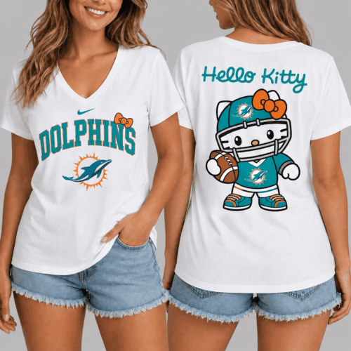 Miami Dolphins | Premium NFL Hello Kitty Football T-shirt TD