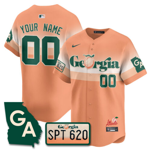 Atlanta Braves Peach Plates - Georgia Peaches Vapor Premier Limited Custom Jersey - Printed
