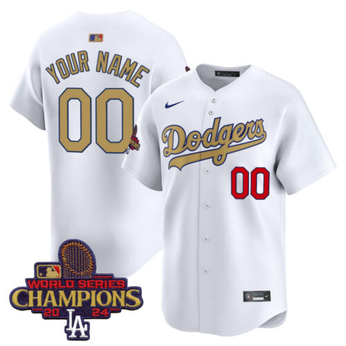 Los Angeles Dodgers 2025 Gold Vapor Premier Limited Customized Jersey - All Stitched