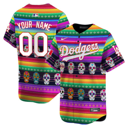 Los Angeles Dodgers Mexican Serape Sugar Skull Vapor Premier Limited Custom Jersey - Printed