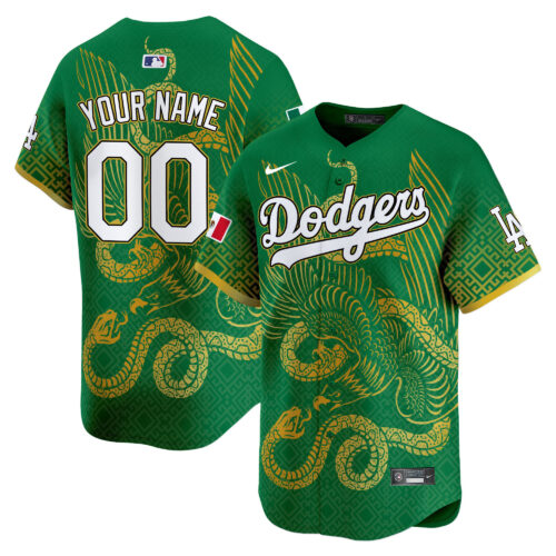 Los Angeles Dodgers Mexico Aztec Serpent Pattern Vapor Premier Limited Custom Jersey - Printed