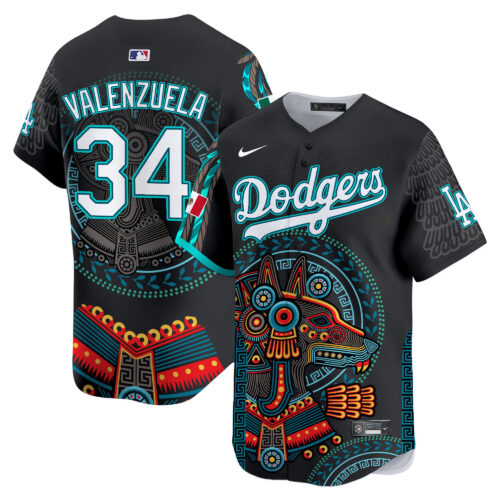 Los Angeles Dodgers Mexico Xoloitzcuintle Aztec Vapor Premier Limited Jersey - Printed