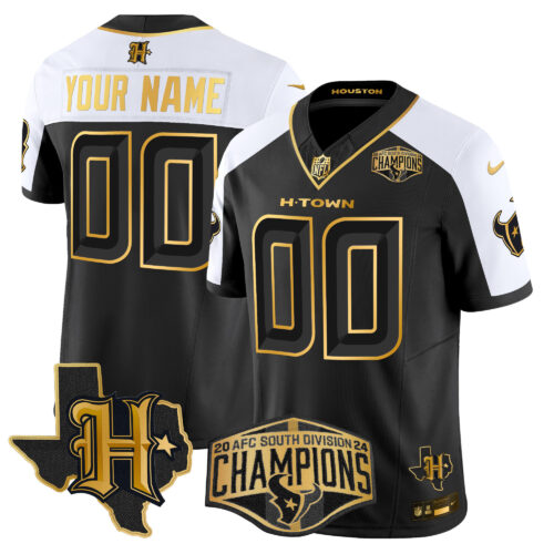 Houston Texans 2024 AFC South Division Champions Patch Gold Vapor Limited Custom Jersey - All Stitched