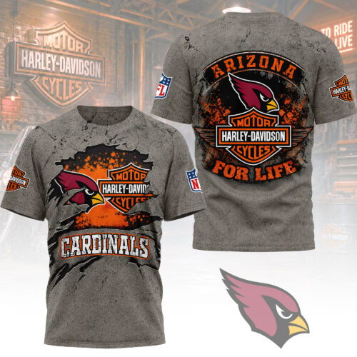 Arizona Cardinals | Premium NFL Harley Davidson For Life 3D Shirt TD