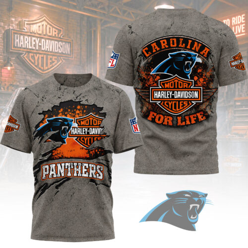 Carolina Panthers | Premium NFL Harley Davidson For Life 3D Shirt TD