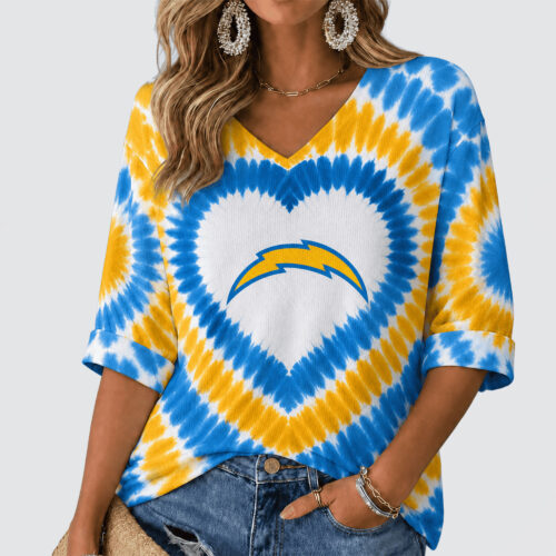 Los Angeles Chargers | Premium NFL Tie Dye V-neck Long Sleeve Shirt