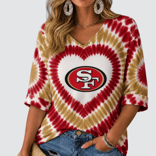 San Francisco 49ers | Premium NFL Tie Dye V-neck Long Sleeve Shirt
