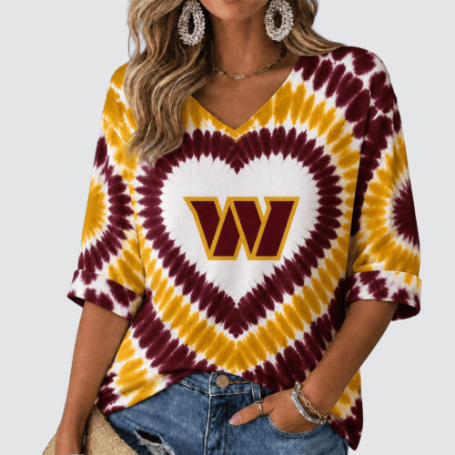 Washington Commanders | Premium NFL Tie Dye V-neck Long Sleeve Shirt