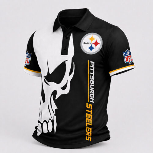 Pittsburgh Steelers | Premium NFL Skull Game Day Polo Shirt TD