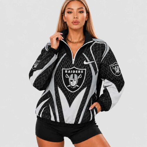 Las Vegas Raiders | Premium NFL Women’s Stadium Queen V-Neck Zipper Jacket